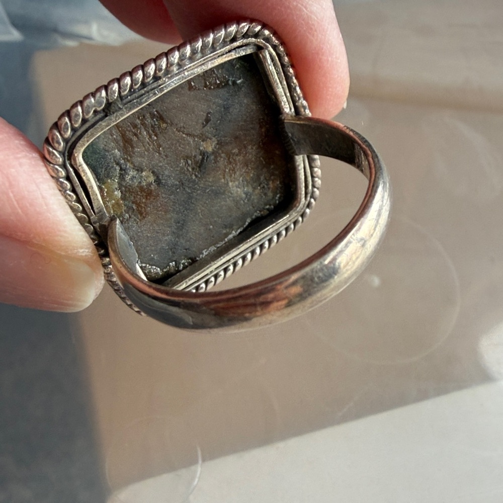 Sterling 925 Silver Ring with Stone Inlay-Labradorite? SZ-8 - Picture 10 of 12